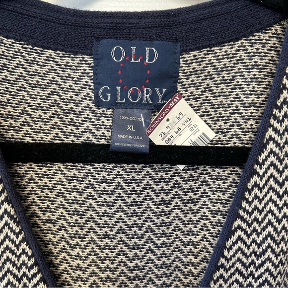 VTG NWT Old Glory Mens XL Blue Knit Sweater Vest Button Up Golf Preppy Travel - Picture 4 of 6